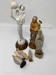 Collection of Various Catholic Figurines 